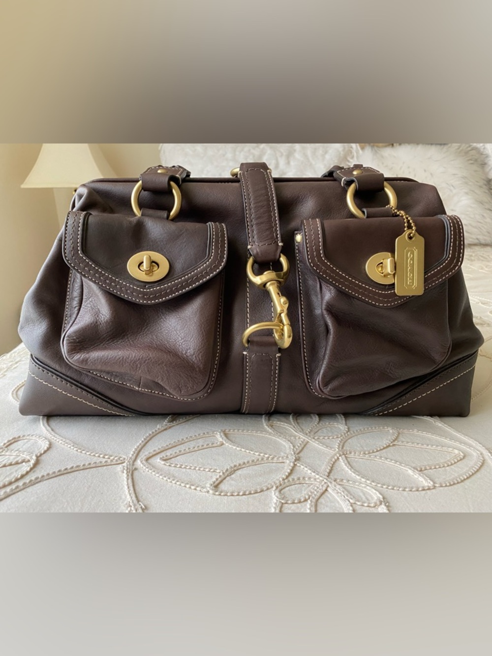 Coach Daphne Vintage Brown Braided Leather Satchel with Gold Hardware - Picture 4 of 13